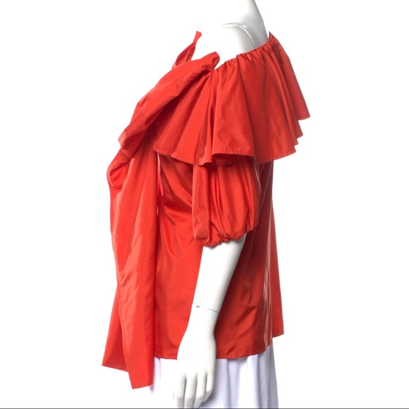 Adeam One-Shoulder Satin Blouse size S Orange - Picture 7 of 10